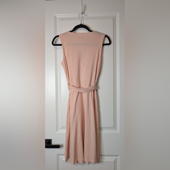 Toad&Co Women’s Cue Sleeveless Faux Wrap Dress Red White Stripes Size Small - Picture 2 of 8